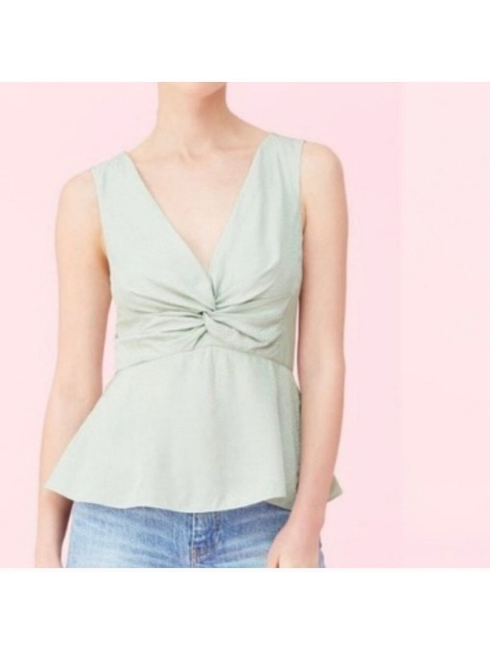 Rebecca Taylor Jacquard Twist Tank Top in Mint